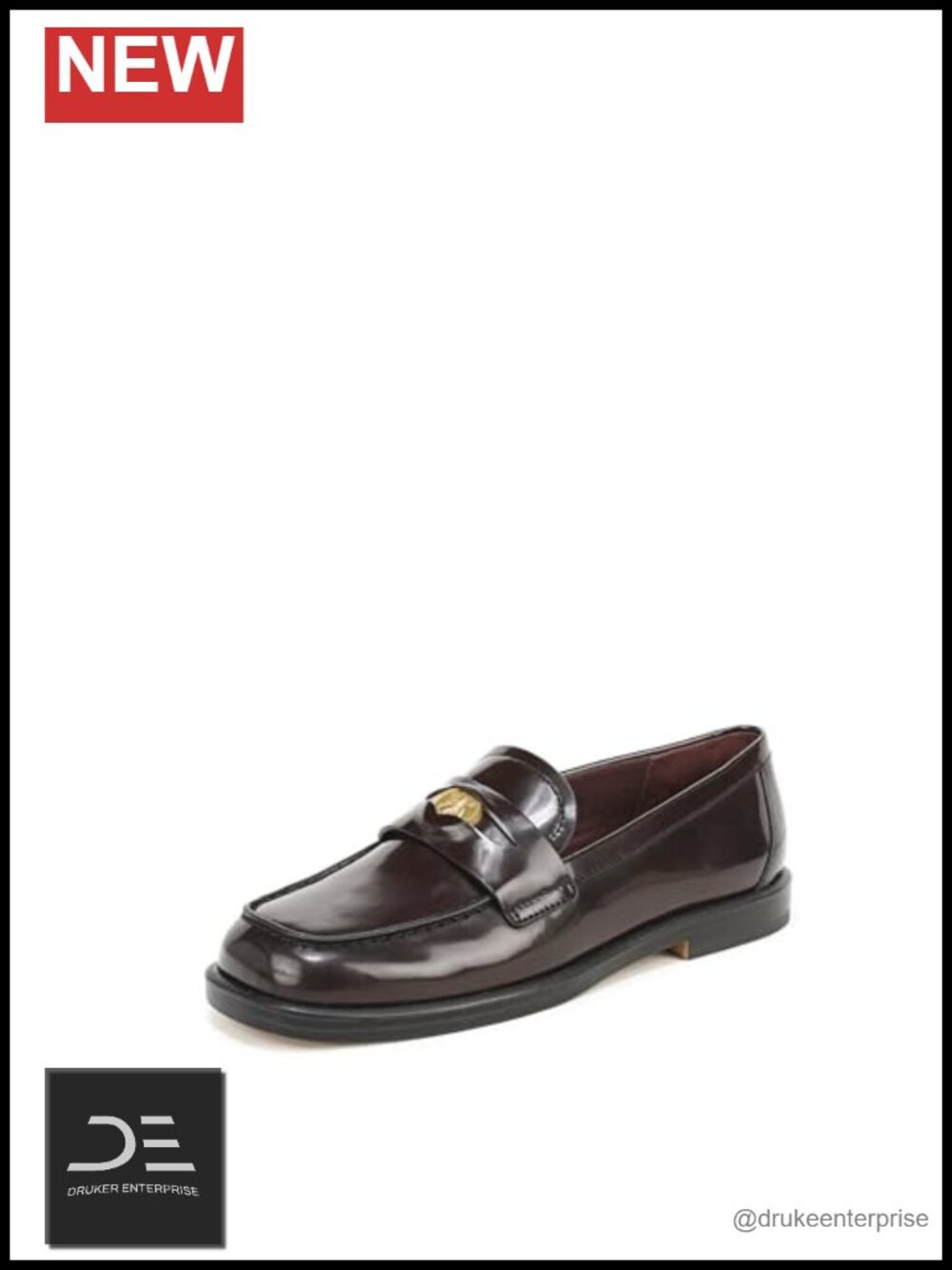 Women's Square Toe Block Heel Slip-On Loafer with Faux Leather Upper